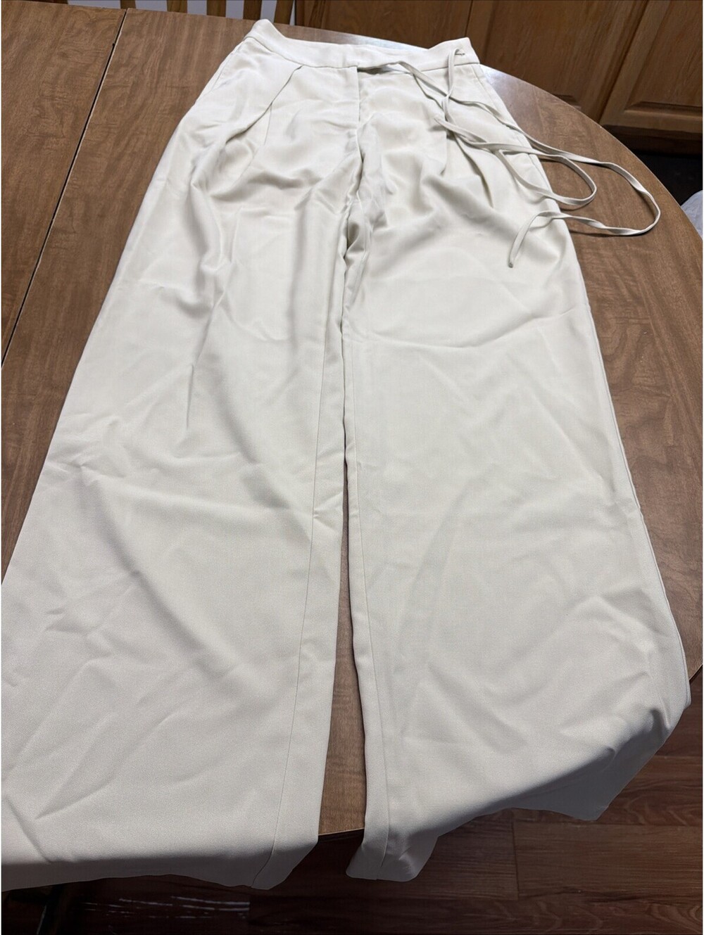 Commense Palazzo Tied Dress Pants Women Wide Leg Relaxed Fit High Rise XS Aprico